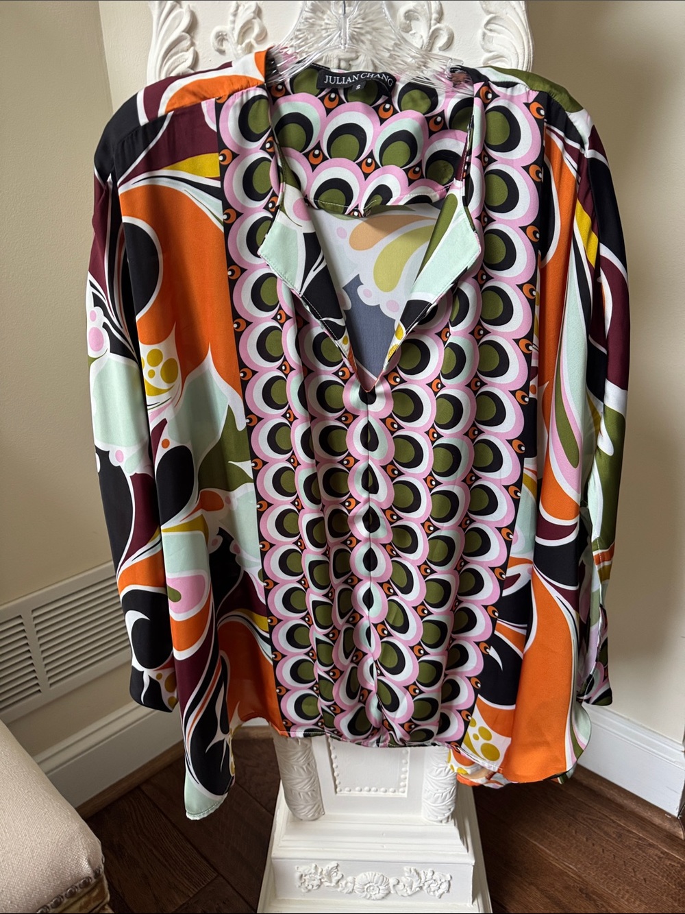 Julian Chang Retro Geometric Shirt in Multi-Color Oversized